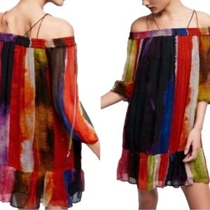Floreat Anthropologie Colorful Off The Shoulder ZORA Mini Dress Size Small